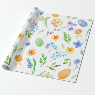 Papier Cadeau Aquarelle Floral Papier d'enveloppement de Pâques
