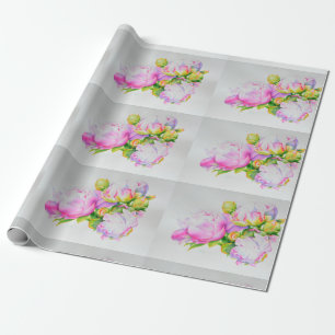 Papier Cadeau Aquarelle florale classique et élégante de pivoine