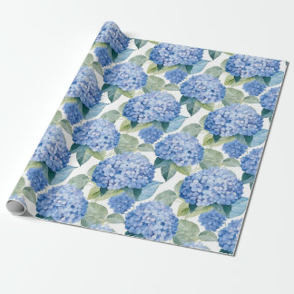 Papier Cadeau Aquarelle florale - Hydrangées bleues
