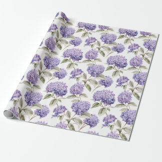 Papier Cadeau Aquarelle florale - Lavande Purple Hydrangeas