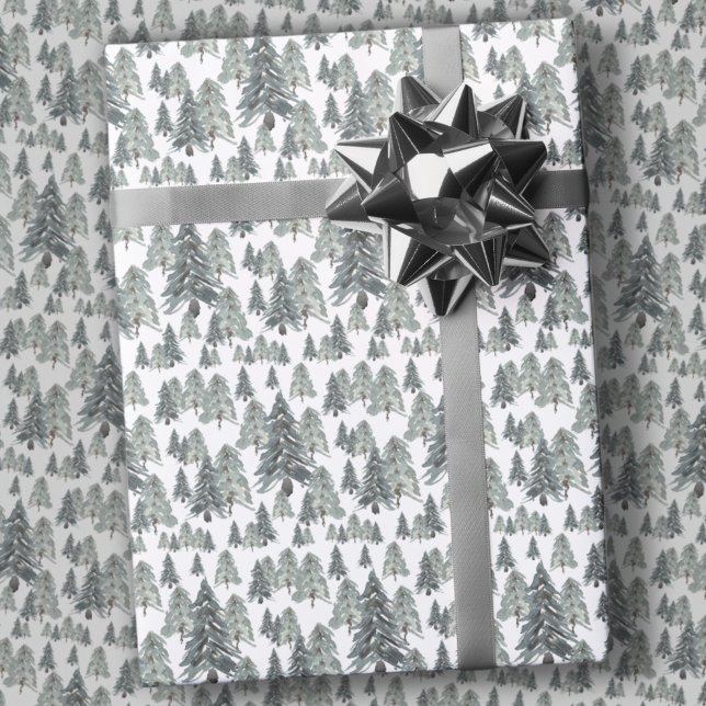 Papier Cadeau Aquarelle Forêt de Noël Wonderland hiver (Créateur téléchargé)