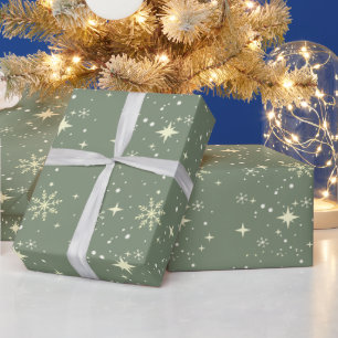 Papier Cadeau Aquarelle Gold Snowflakes Glittery Cadeau