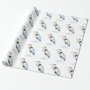 Papier Cadeau Aquarelle Great Blue Heron Oiseau Art