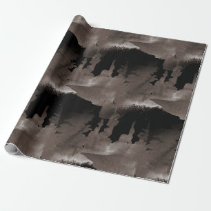 Papier Cadeau Aquarelle grise Arbres forestiers