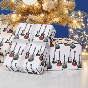 Papier Cadeau Aquarelle Guitare Musicien Silhouette Wrapp