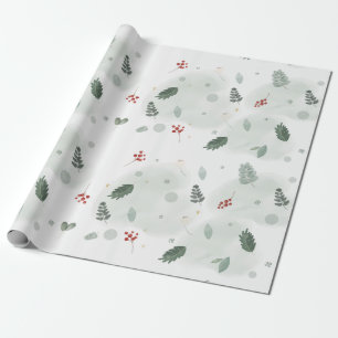 Papier Cadeau Aquarelle Holly Feuille Motif Noël Plan d'art