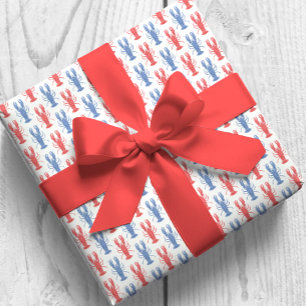 Papier Cadeau Aquarelle Homards rouges et bleus