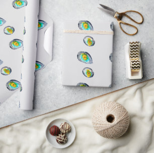 Papier Cadeau aquarelle huîtres abstraites