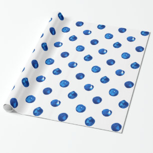 Papier Cadeau Aquarelle indigo bleu pois motif