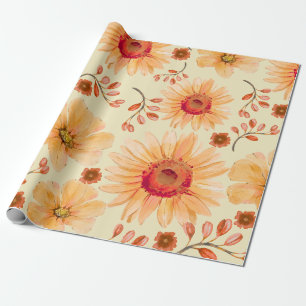 Papier Cadeau Aquarelle Jaune Orange Terracotta