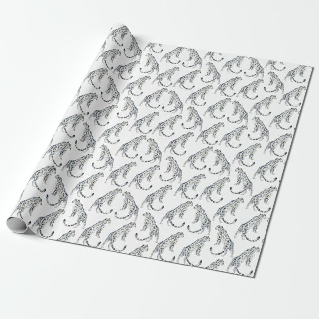 Papier Cadeau Aquarelle léopard des neiges (Déroulé)