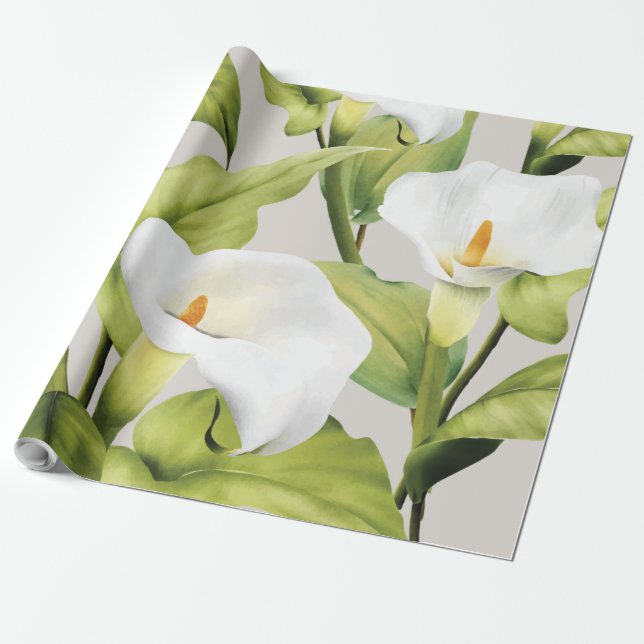 Papier Cadeau Aquarelle Lit blanche 3 (Déroulé)