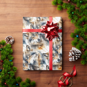 Papier Cadeau Aquarelle Loups mignons Animaux Faune Nature