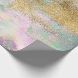 Papier Cadeau Aquarelle magique or & Nebula Art Abstrait