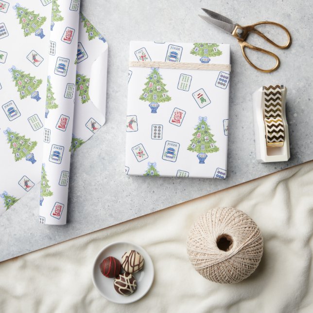 Papier Cadeau Aquarelle Mahjong Christmas Tree (Artisanat)