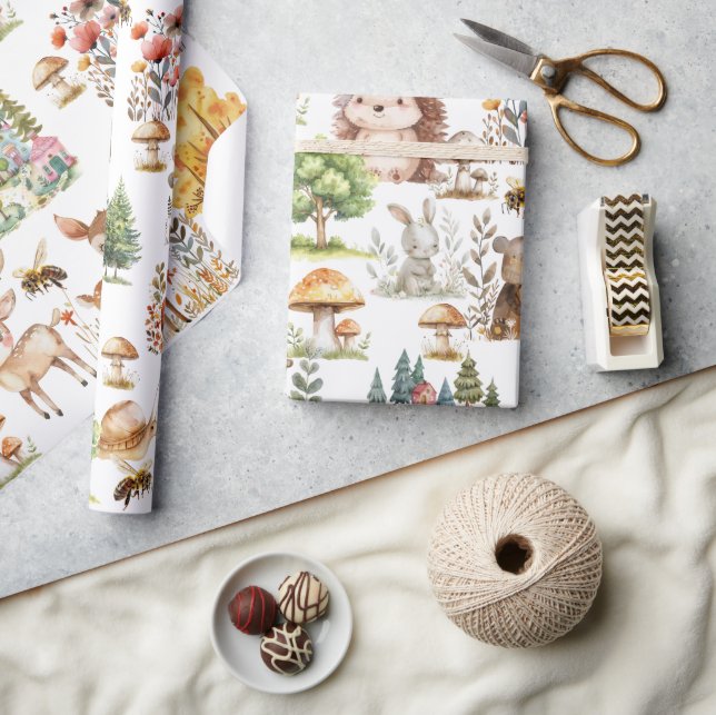 Papier Cadeau Aquarelle mignonne et fraîche Bois Tous âges (Artisanat)