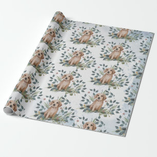 Papier Cadeau Aquarelle moderne Chien Chien Chien Chien Floral E