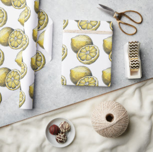 Papier Cadeau Aquarelle moderne Motif jaune citron