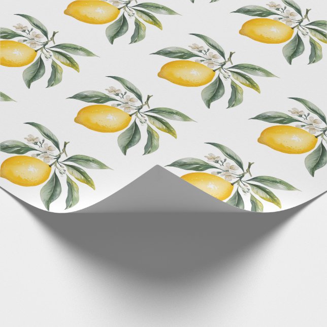 Papier Cadeau Aquarelle moderne Motif jaune citron (Coin)