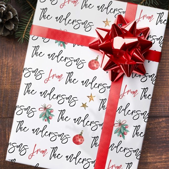 Papier Cadeau Aquarelle moderne Noël Motif personnalisé (Créateur téléchargé)
