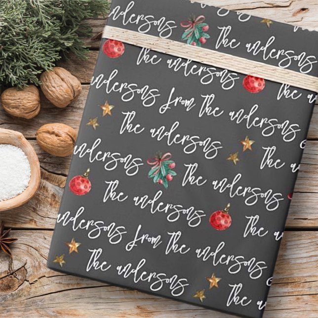 Papier Cadeau Aquarelle moderne Noël Motif personnalisé (Créateur téléchargé)