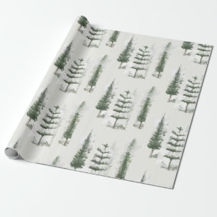 Papier Cadeau Aquarelle moderne Noël pin vert cadeau