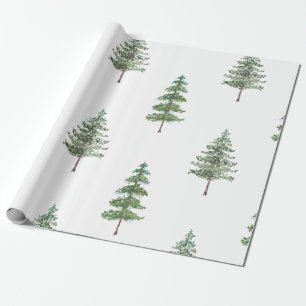 Papier Cadeau Aquarelle moderne Pine d'hiver Arbre vert Noël