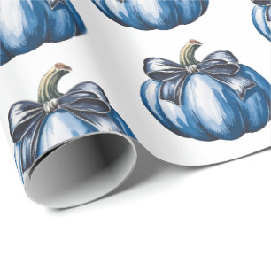 Papier Cadeau Aquarelle moderne tendance Citrouille Coquette Bow