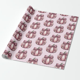 Papier Cadeau Aquarelle moderne tendance Citrouille Coquette Bow