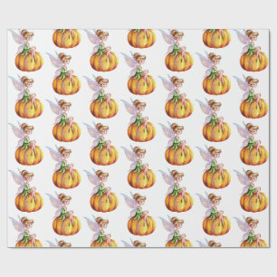 Papier Cadeau Aquarelle moderne tendance Fée et Citrouille