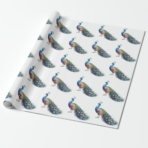 Papier Cadeau Aquarelle moderne tendance Peacock Motif