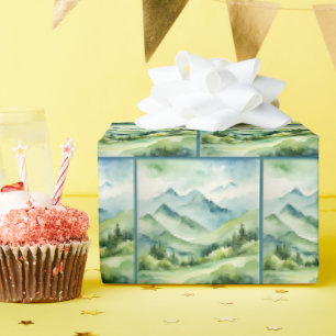 Papier Cadeau Aquarelle Montagnes Et Vallées