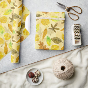 Papier Cadeau Aquarelle motif d'automne 2