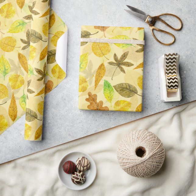 Papier Cadeau Aquarelle motif d'automne 2 (Artisanat)