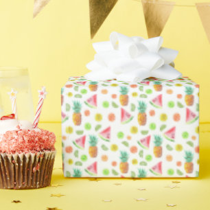 Papier Cadeau Aquarelle Motif de fruits en conserve