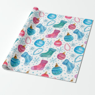 Papier Cadeau Aquarelle motif sans couture avec le stock de Noël