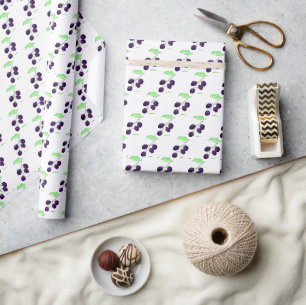 Papier Cadeau Aquarelle Mûre Violette Botanique