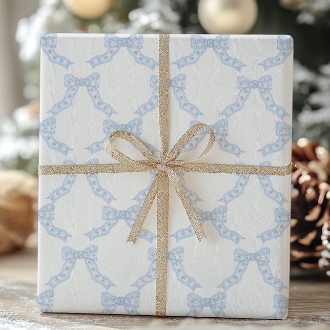 Papier Cadeau Aquarelle Noël Bleus Basses (Créateur téléchargé)
