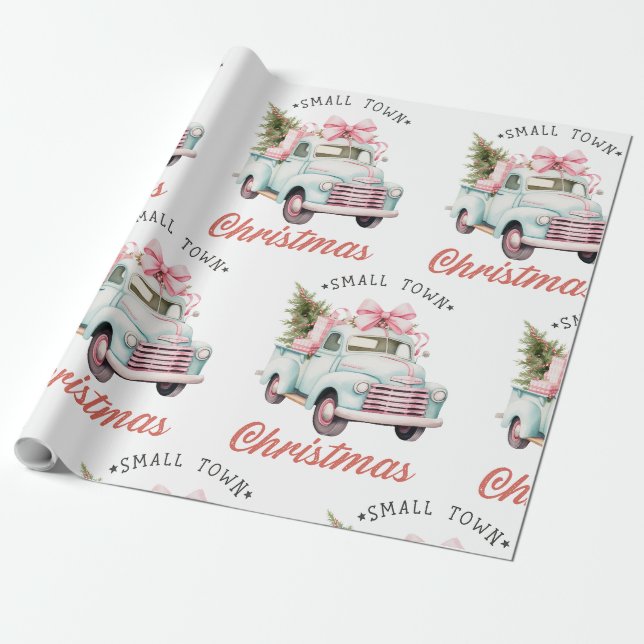Papier Cadeau Aquarelle Noël de petite ville (Déroulé)