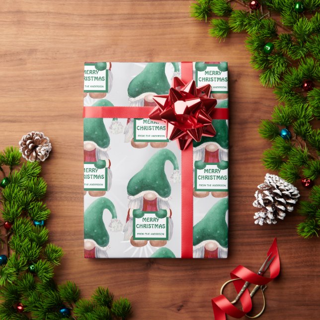 Papier Cadeau Aquarelle Noël Gnome (Cadeau de vacances)