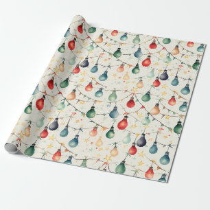 Papier Cadeau Aquarelle Noël Lumière Strand Garland