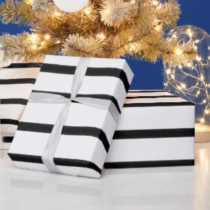 Papier Cadeau Aquarelle noir et blanc Lignes tracées à la main