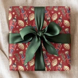 Papier Cadeau Aquarelle Nutcracker Pine Noël