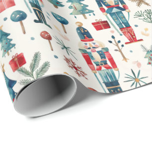 Papier Cadeau Aquarelle Nutcrackers Amusants Noël Roll de