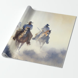 Papier Cadeau Aquarelle occidentale poussiéreuse “Posse - La Pou