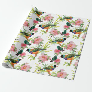 Papier Cadeau Aquarelle Oiseaux