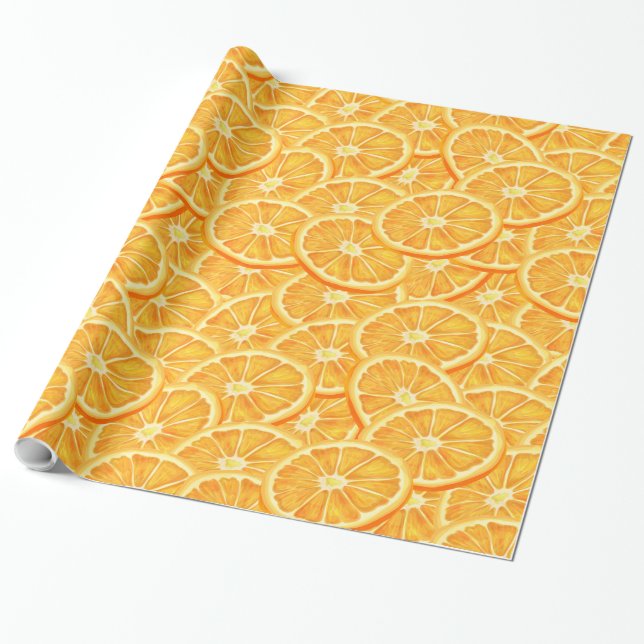 Papier Cadeau Aquarelle Orange Slices (Déroulé)