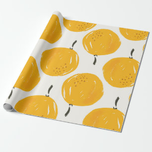 Papier Cadeau Aquarelle oranges fruit peinture à la main illustr