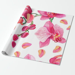 Papier Cadeau Aquarelle Orchidées Design 2