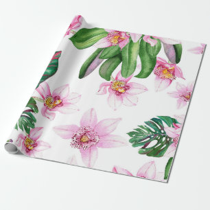 Papier Cadeau Aquarelle Orchidées Design 30
